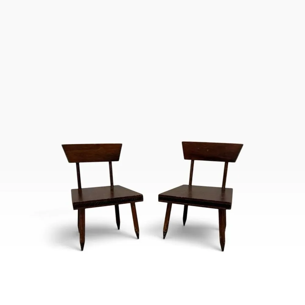 Vintage Strombecker Style Brown Wood Dollhouse Side/Dining Chair